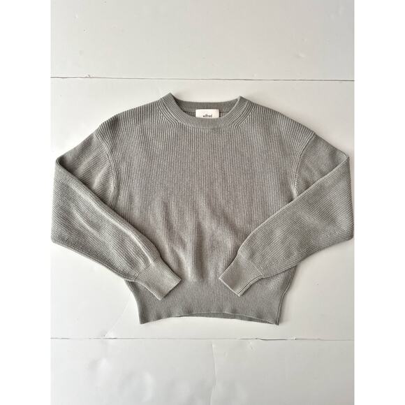 Aritzia Wilfred Ribbed Knit Sweater Women S Gray Cropped Merino Wool Blend - Picture 1 of 9